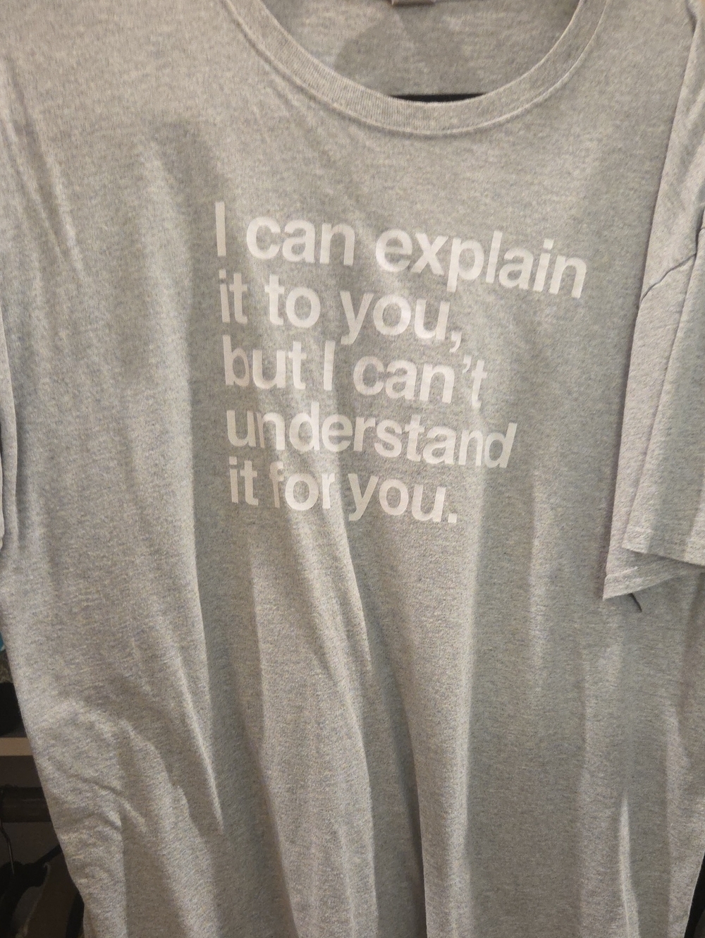Gray Crewneck Graphic Tee with White Text